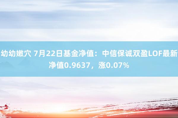 幼幼嫩穴 7月22日基金净值：中信保诚双盈LOF最新净值0.9637，涨0.07%