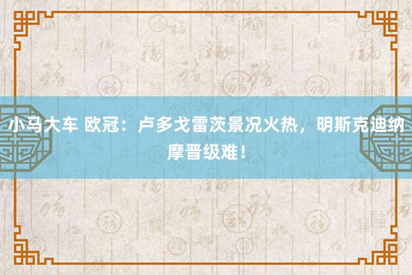 小马大车 欧冠：卢多戈雷茨景况火热，明斯克迪纳摩晋级难！