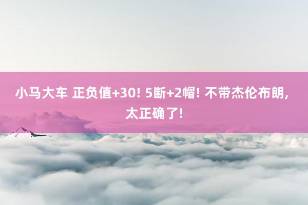 小马大车 正负值+30! 5断+2帽! 不带杰伦布朗, 太正确了!