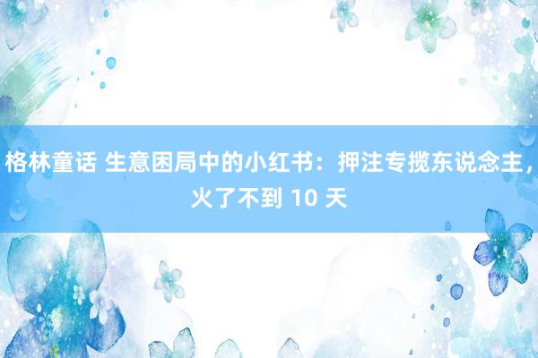 格林童话 生意困局中的小红书：押注专揽东说念主，火了不到 10 天