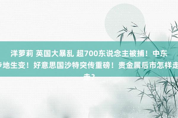 洋萝莉 英国大暴乱 超700东说念主被捕！中东步地生变！好意思国沙特突传重磅！贵金属后市怎样走？