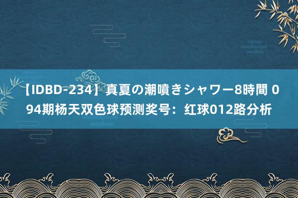 【IDBD-234】真夏の潮噴きシャワー8時間 094期杨天双色球预测奖号：红球012路分析